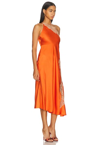 A.l.c Lou Lace-embroidered One-shoulder Slip Dress In Orange