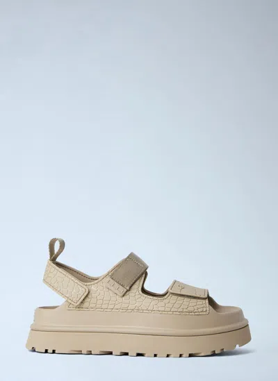 Ugg Goldenglow Platform Sandals Open Toe Pull Tab In Brown