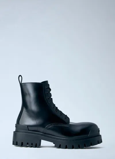 Balenciaga Leather Boots With Maxi Rubber Sole In Black