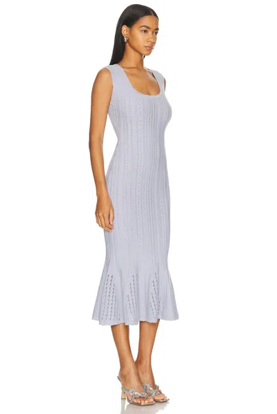 Loveshackfancy Tayleen Pointelle-knit Fluted Midi Dress In Blue