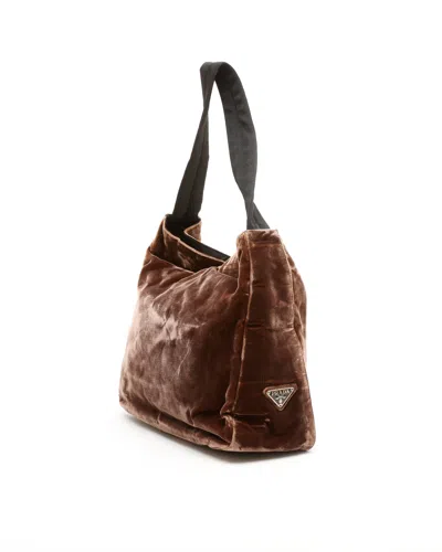 Prada Suede Shoulder Bag In Brown