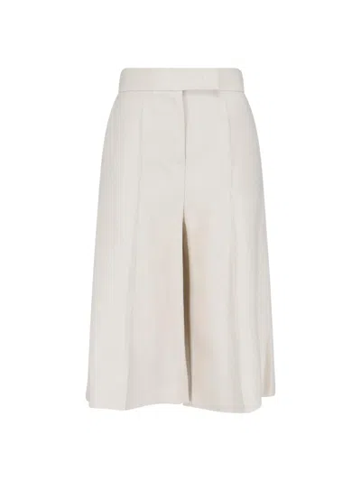 Max Mara Beige Linen Twill Mxmkaki Bermuda Shorts In White
