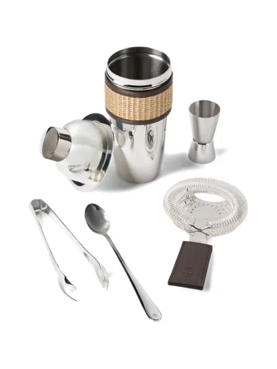 Brunello Cucinelli Silver-plated Steel And Techno Raffia Cocktail Set In Silver