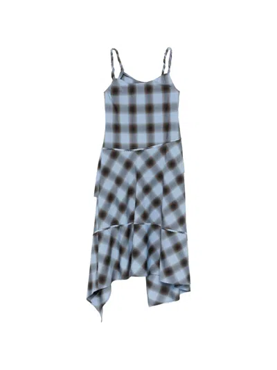 Feng Chen Wang Check-pattern Midi Dress In Blue