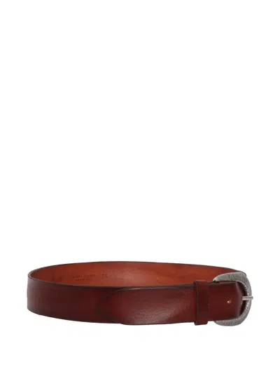 Orciani Textured Buckle Leather Belt In Red