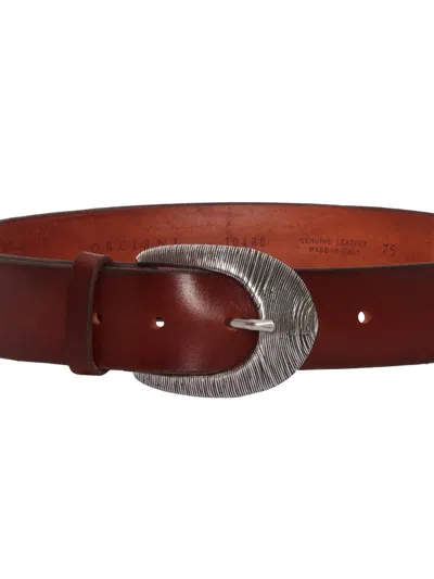 Orciani Textured Buckle Leather Belt In Red