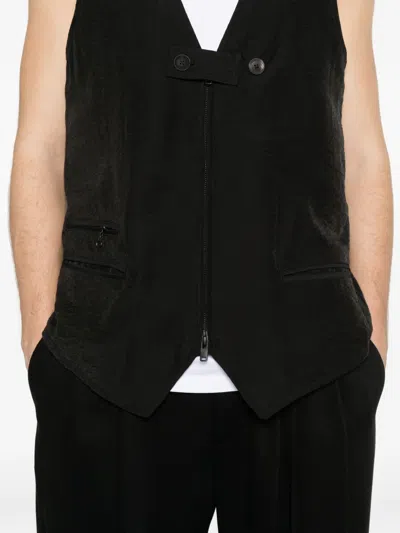 Y-3 Button Zip Vest In Black