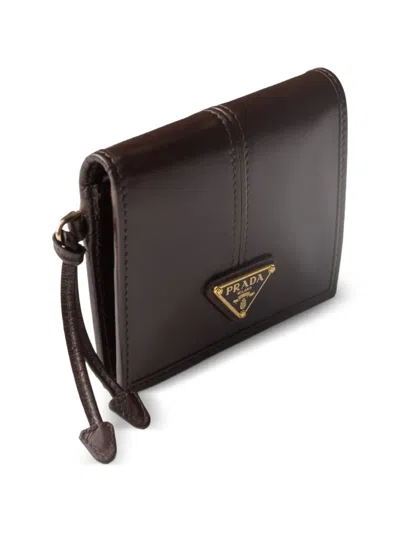 Prada Small Leather Wallet In Brown