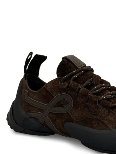 Loewe Grip Panelled Suede Sneakers In Brown
