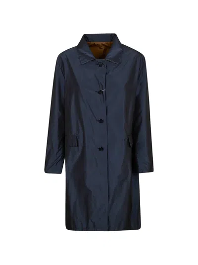 Herno Long Sleeve Collared Coat Side Pockets In Blue