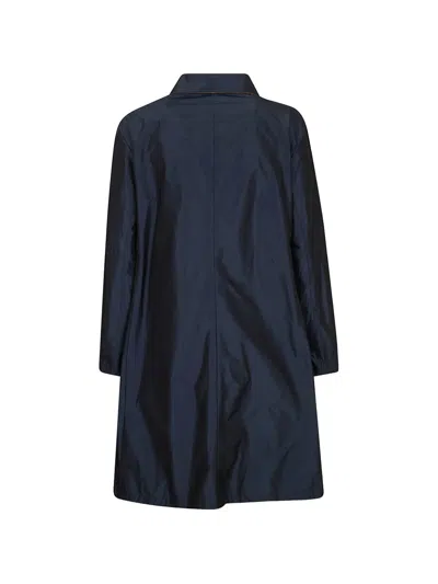 Herno Long Sleeve Collared Coat Side Pockets In Blue