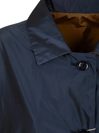 Herno Long Sleeve Collared Coat Side Pockets In Blue