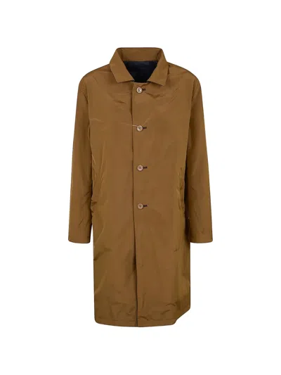 Herno Long Sleeve Collared Coat Side Pockets In Blue