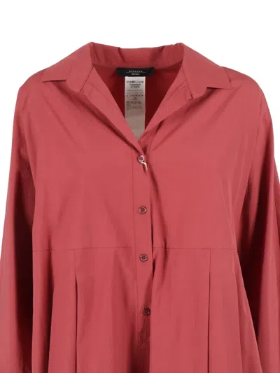 Weekend Max Mara Collared Long-sleeved Dress In Red