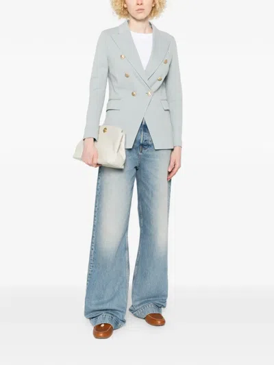 Circolo 1901 Sky Blue Solid Notched Lapel Blazer In Blue