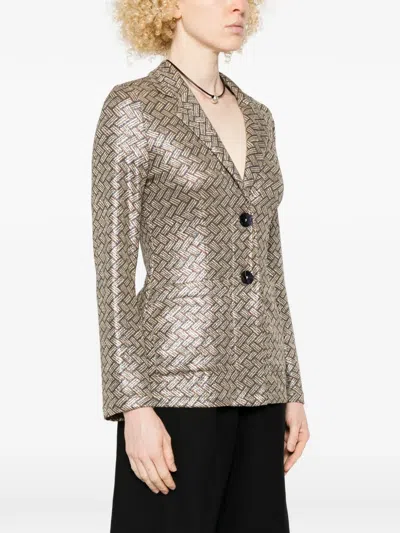 Siyu Tallis Patterned Button-fastening Blazer In Blue