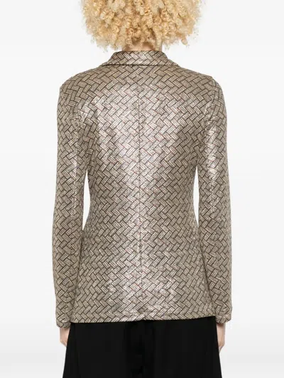 Siyu Tallis Patterned Button-fastening Blazer In Blue
