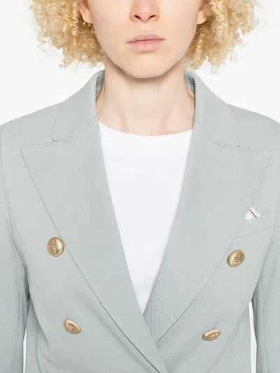 Circolo 1901 Sky Blue Solid Notched Lapel Blazer In Blue