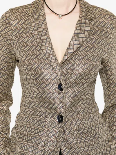 Siyu Tallis Patterned Button-fastening Blazer In Blue