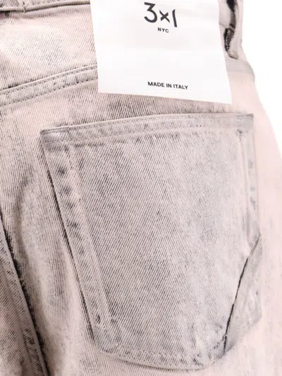 3x1 Denim Jeans With Bleached Pattern In Pink