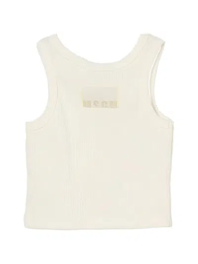 Msgm Ribbed Tank Top In White
