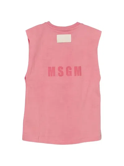 Msgm Logo-print Tank Top In Pink