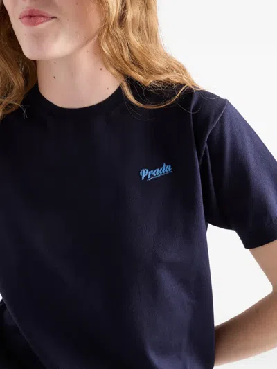 Prada Silk Crew-neck Sweater In Blue