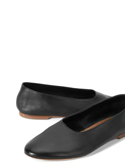 Staud Alba Leather Ballet Flats In Black