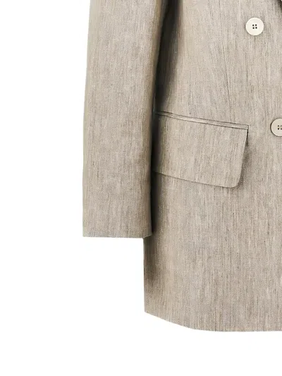 Max Mara Chic Mottled Linen Twill Blazer - Straight Fit With Peak-lapel Collar In Multi