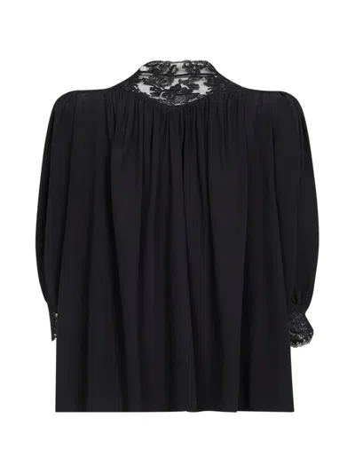Chloé Lace V-neck Shirt In Black