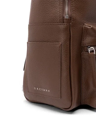 Orciani Laio Leather Backpack In Brown