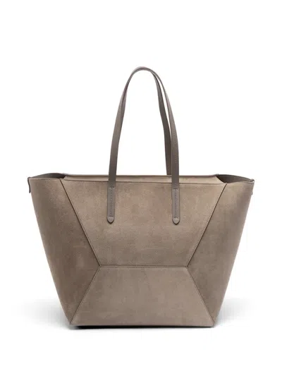 Brunello Cucinelli Duo Large Suede Tote Bag In Brown