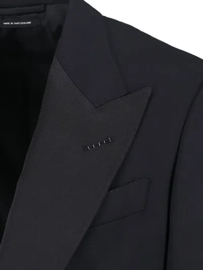 Tom Ford Single Breasted Blazer Notch Lapel Cuffs In Black