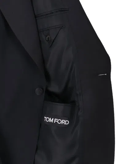 Tom Ford Single Breasted Blazer Notch Lapel Cuffs In Black