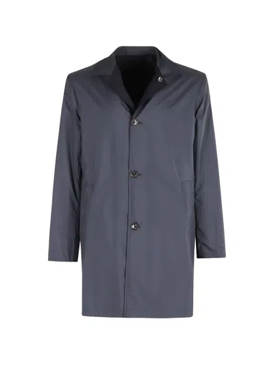 Montecore Blue Reversible Button-closure Wool Coat In Blue