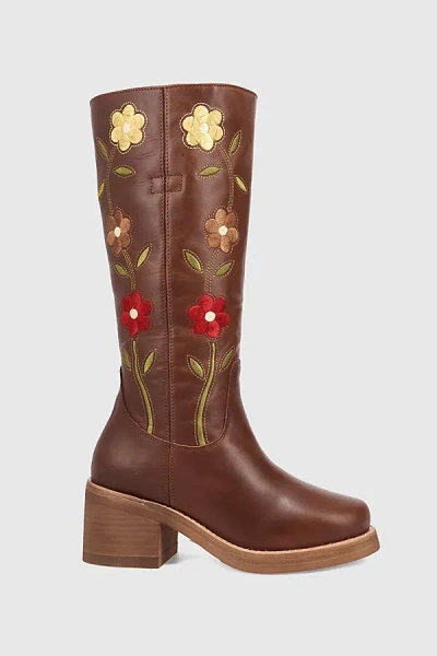 Dingo Bloom Embroidered Boot In Brown