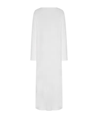 The Row Latoya Long-sleeve Crewneck Cotton Midi Dress In White
