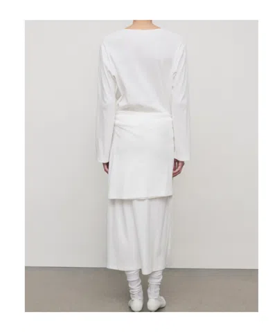 The Row Latoya Long-sleeve Crewneck Cotton Midi Dress In White