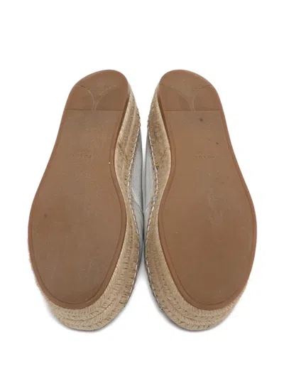 Pre-owned Prada Jute Platform Espadrilles In Silver