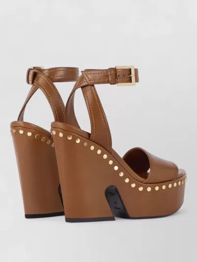 Givenchy Clog Platform Sandals In Leather With Studs Detail In Blue