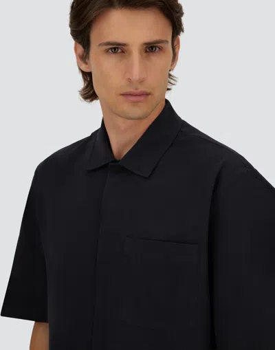 Herno Seer-crease Shirt In Black