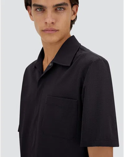 Herno Seer-crease Shirt In Black