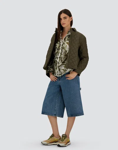 Herno Quilted Ecoage Waterproof Shacket In Green