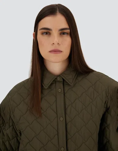 Herno Quilted Ecoage Waterproof Shacket In Green