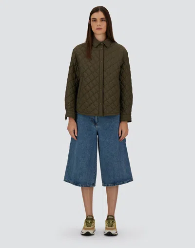 Herno Quilted Ecoage Waterproof Shacket In Green