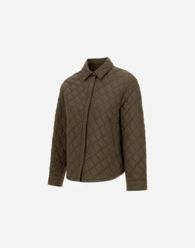 Herno Quilted Ecoage Waterproof Shacket In Green