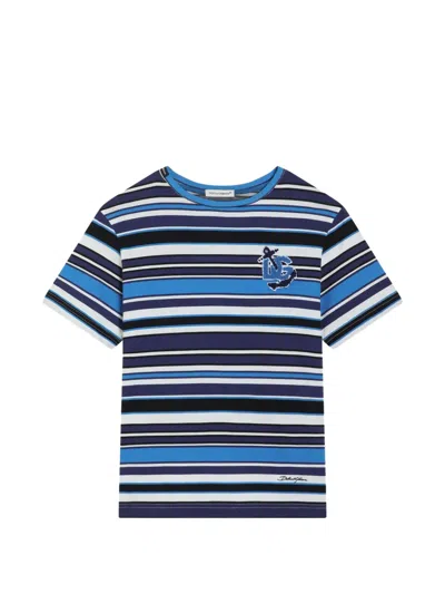Dolce & Gabbana Striped Appliqué T-shirt In Multi