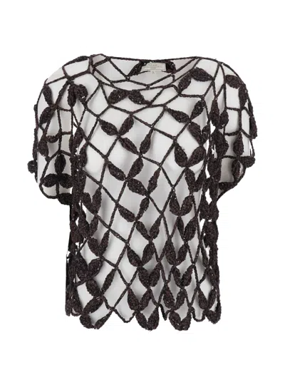 Antonelli Crochet Knitted Top In Multi