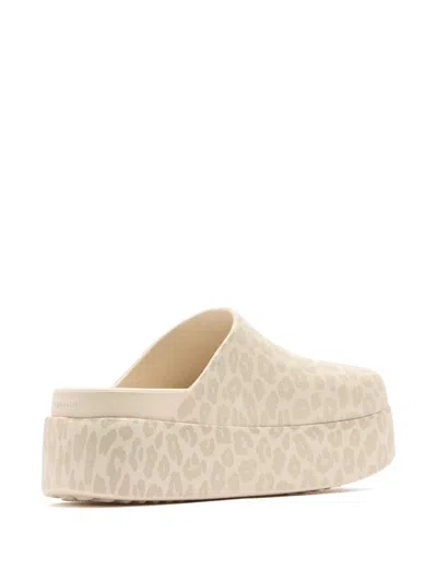 Crocs Dylan Leopard Platform Slides In Neutral