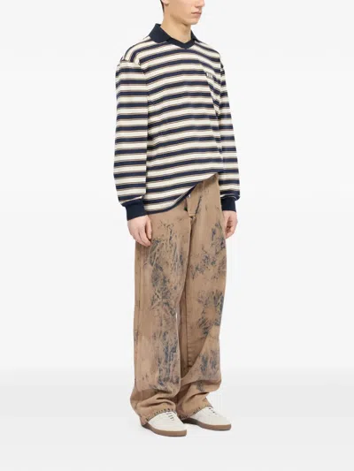 Msgm Striped Long-sleeve T-shirt In Blue